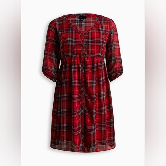 NWT Torrid Mini Chiffon Button Front Shirtdress 3 - Picture 5 of 11